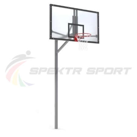 Купить Стойка баскетбольная уличная упрощенная со щитом из оргстекла, кольцом и сеткой SP D 412 в Новокубанске 